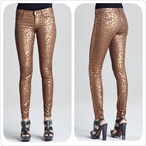 7 for All Mankind Copper Cheetah Skinny Jeans 24